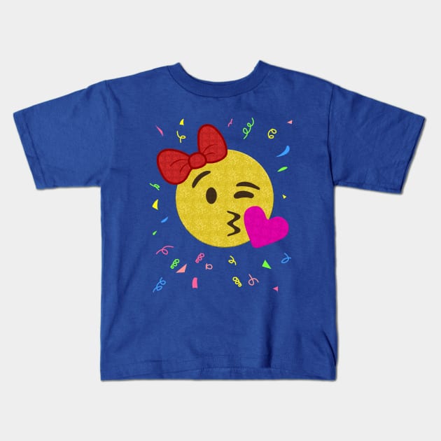 Emoji Birthday Shirt - Girl Heart Kiss Kids T-Shirt by Xeire